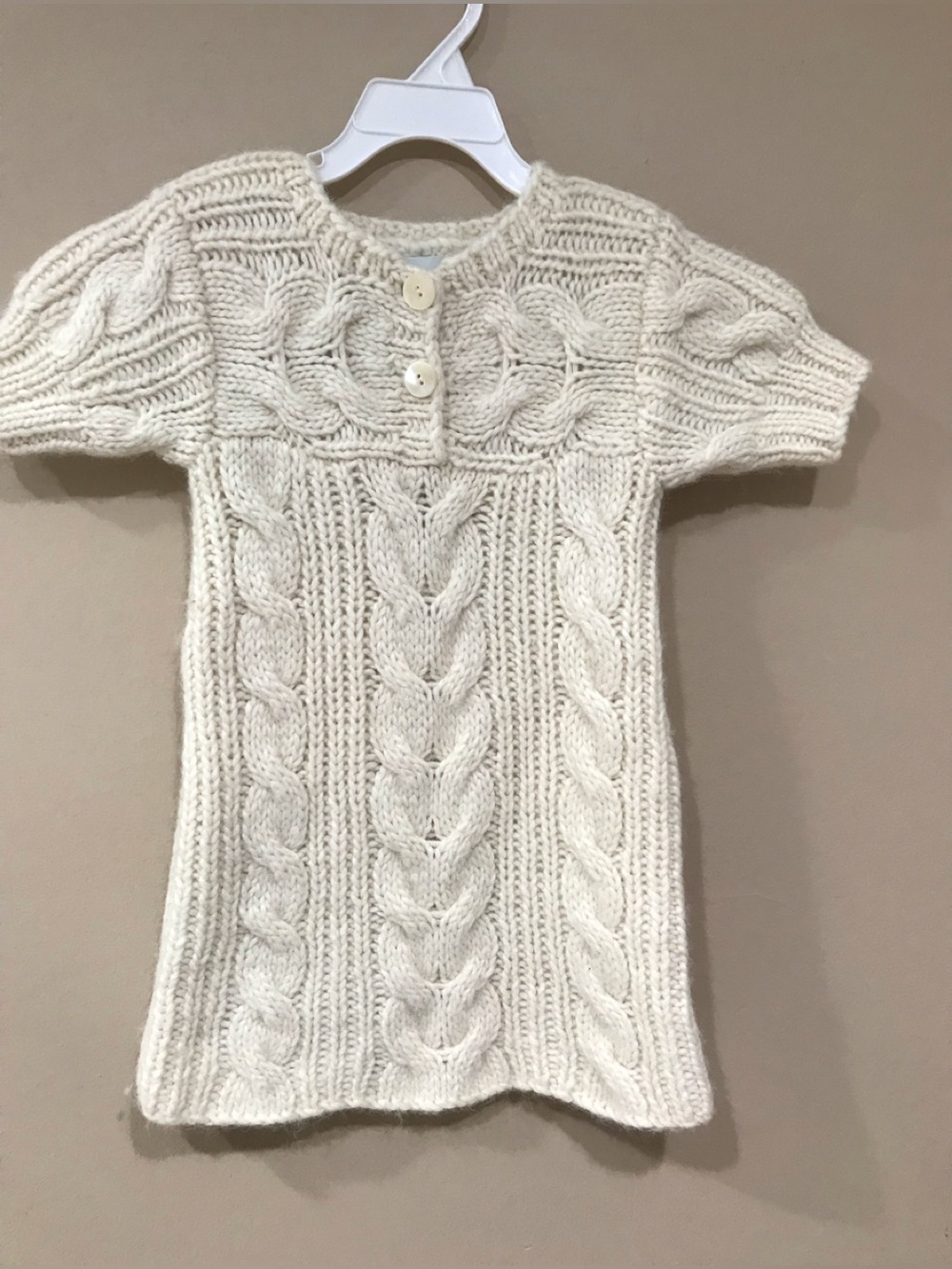 🍏 NWOT Toddler Girl’s Off White Wool (45%) Alpaca (25%) Acrylic (30%), Size 3